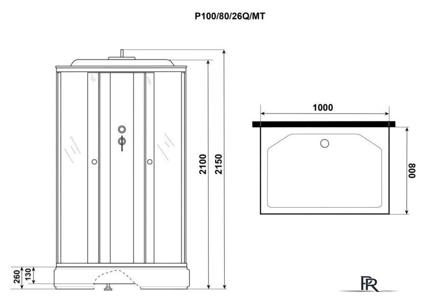 Душевая кабина Niagara Promo P100/80/26Q/MT 100x80x215 - Изображение №4 — Интернет-магазин ПроЗаказ