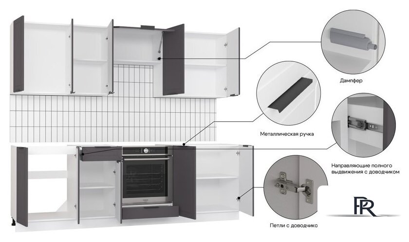 Готовая кухня Mio Tesoro Корнелия Ода-плюс 2.4 без столешницы (графит) - Изображение №5 — Интернет-магазин ПроЗаказ
