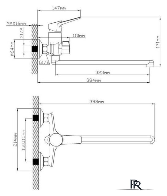 Смеситель Econoce D35-A 570 EC0577BL (черный) - Изображение №2 — Интернет-магазин ПроЗаказ
