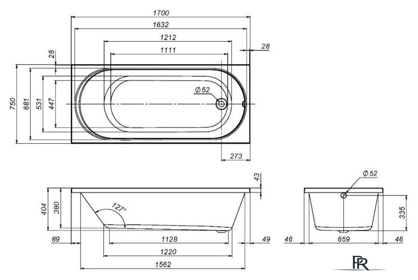 Ванна AM.PM X-Joy 170x75 W94A-170-075W-A - Изображение №11 — Интернет-магазин ПроЗаказ