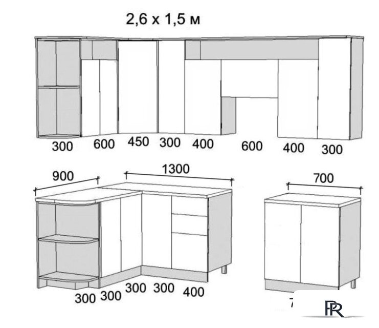 Готовая кухня Артём-Мебель Виола СН-114 без стекла ДСП 1.5x2.6 Левая (сосна арктическая) - Изображение №4 — Интернет-магазин ПроЗаказ