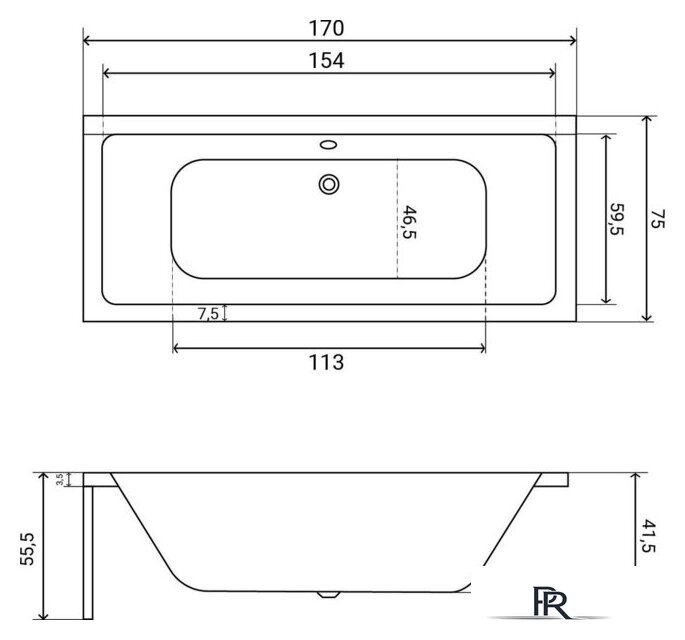 Ванна Lauter Oasis 170 21203070 (с ножками, серым подголовн., белым лиц. и торц.экраном) - Изображение №26 — Интернет-магазин ПроЗаказ