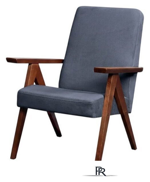 Интерьерное кресло Sempla Калгари (мора деним/орех) - Изображение №1 — Интернет-магазин ПроЗаказ