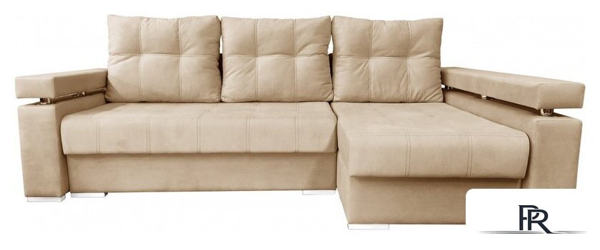 Угловой диван Bobrovmebel Мадрид правый (микровелюр симпл 42 бежевый) - Изображение №1 — Интернет-магазин ПроЗаказ
