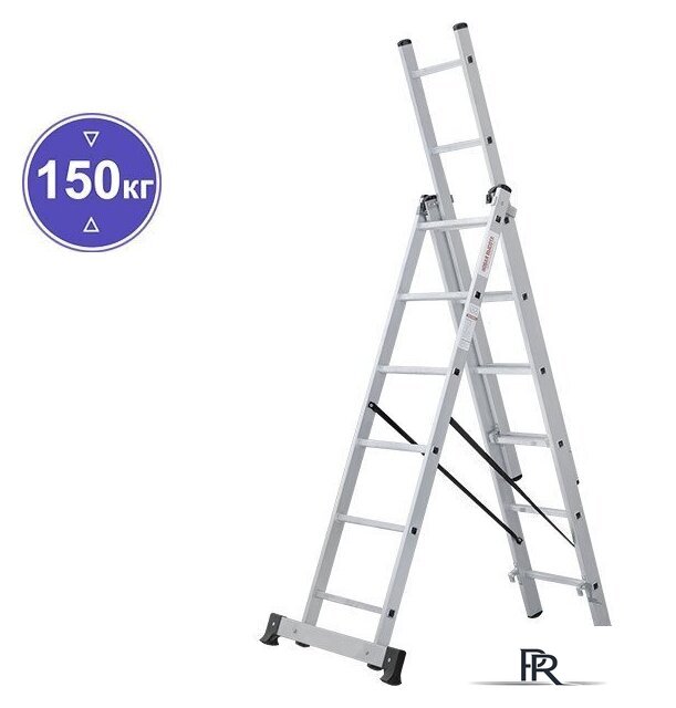 Лестница-стремянка Новая высота NV 123 алюминиевая трёхсекционная 3x6 ступеней - Изображение №1 — Интернет-магазин ПроЗаказ