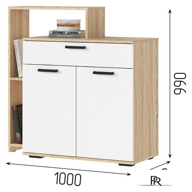 Тумба Стендмебель Санса КМ-01 1000 (белый/дуб сонома) - Изображение №6 — Интернет-магазин ПроЗаказ