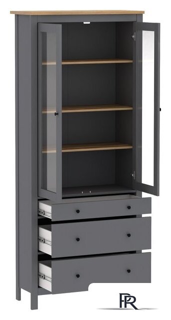 Шкаф-витрина Mio Tesoro Сага 90 2.08.07.130.15 (серый/ясень) - Изображение №3 — Интернет-магазин ПроЗаказ