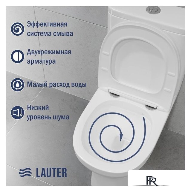 Унитаз напольный Lauter W246 2110246 + гигиенический душ Rainix 21LT7711CH (горизонтальный выпуск) - Изображение №5 — Интернет-магазин ПроЗаказ