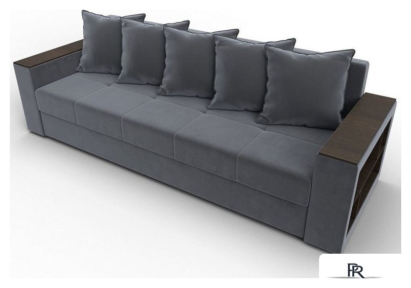 Диван Лига диванов Дубай Лайт 114370 (велюр серый) - Изображение №3 — Интернет-магазин ПроЗаказ