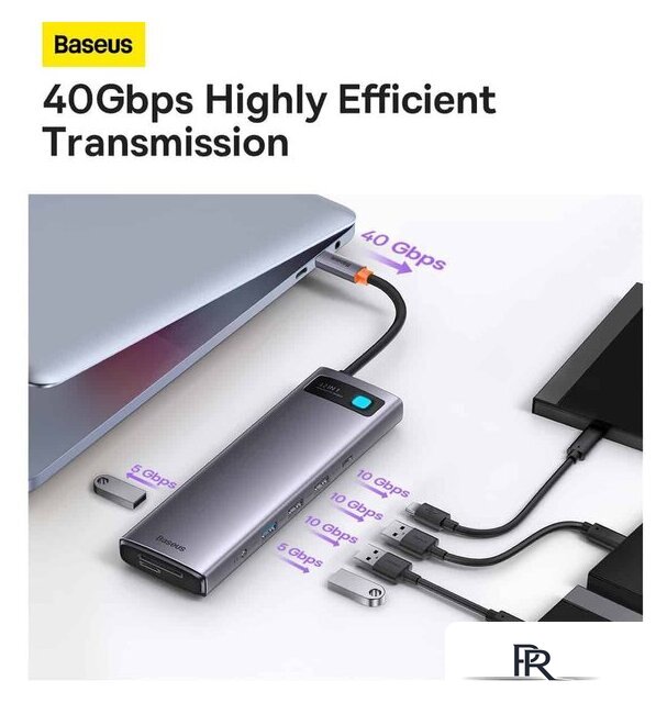 Док-станция Baseus Metal Gleam Series 12-in-1 Multifunctional Type-C Hub Docking Station WKWG020213 - Изображение №8 — Интернет-магазин ПроЗаказ