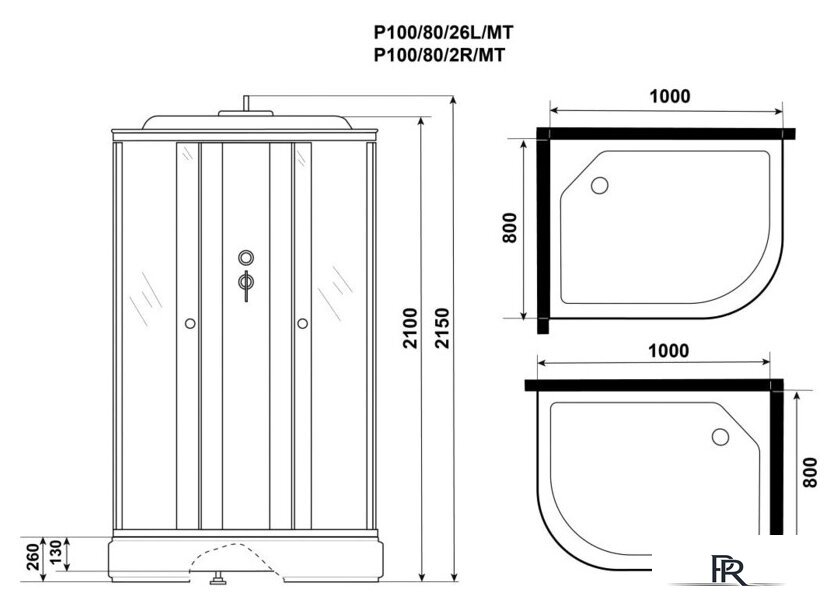 Душевая кабина Niagara Promo P100/80/26L/MT 100x80x215 - Изображение №3 — Интернет-магазин ПроЗаказ