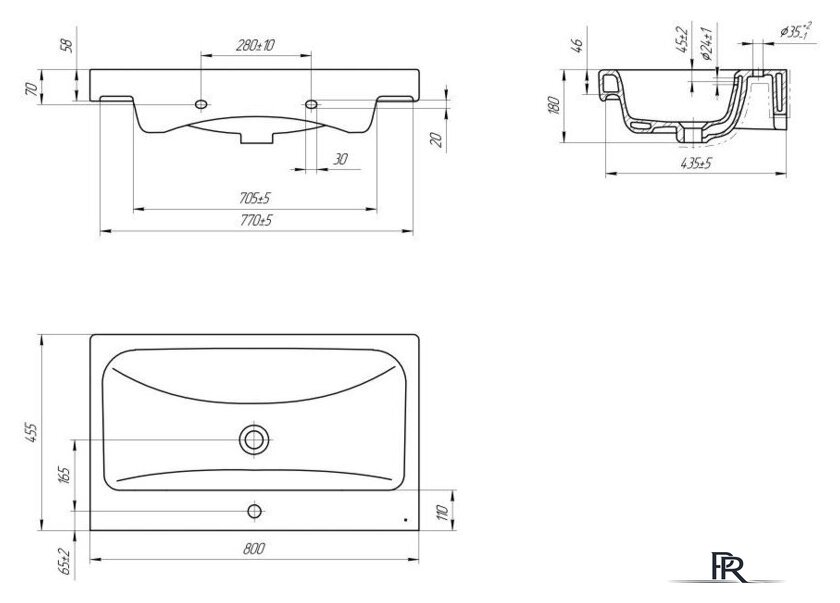 Умывальник Cersanit Moduo 80 S-UM-MOD80/1 + 63039 - Изображение №5 — Интернет-магазин ПроЗаказ