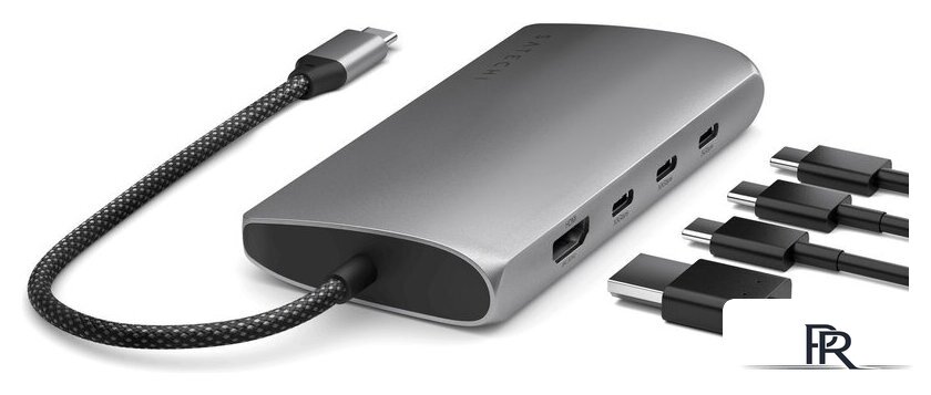 Док-станция Satechi USB-C Multiport Adapter 8K With Ethernet V3 ST-P8KEM (серый) - Изображение №5 — Интернет-магазин ПроЗаказ