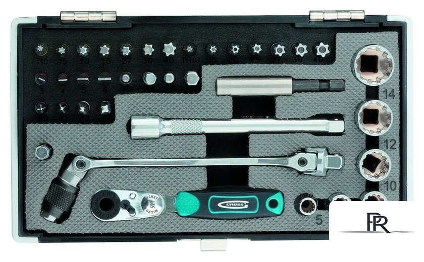 Набор трещотка с головками и битами GROSS 11625 (37 предметов) - Изображение №1 — Интернет-магазин ПроЗаказ