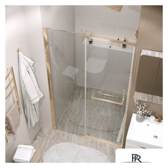 Душевая дверь Grossman Pragma 100x195 100.K33.03.100.32.00 (золото сатин/стекло прозрачное) - Изображение №7 — Интернет-магазин ПроЗаказ