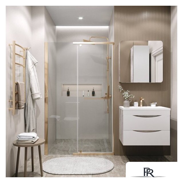 Душевая дверь Grossman Pragma 100x195 100.K33.03.100.32.00 (золото сатин/стекло прозрачное) - Изображение №4 — Интернет-магазин ПроЗаказ