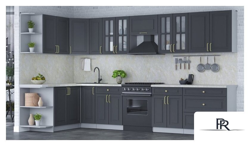 Готовая кухня Интерлиния Мила Шато 1.7x3.5 левая (пепел/пепел/опал светлый) - Изображение №4 — Интернет-магазин ПроЗаказ