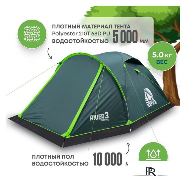 Треккинговая палатка RSP Outdoors River 3 - Изображение №3 — Интернет-магазин ПроЗаказ