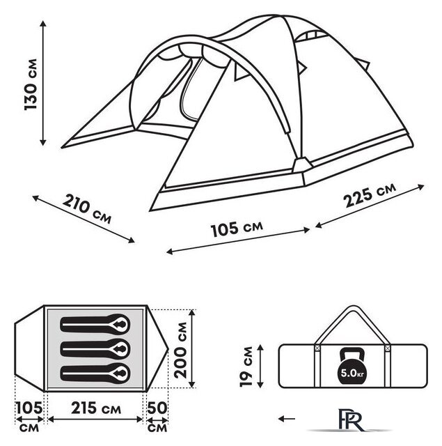 Треккинговая палатка RSP Outdoors River 3 - Изображение №31 — Интернет-магазин ПроЗаказ