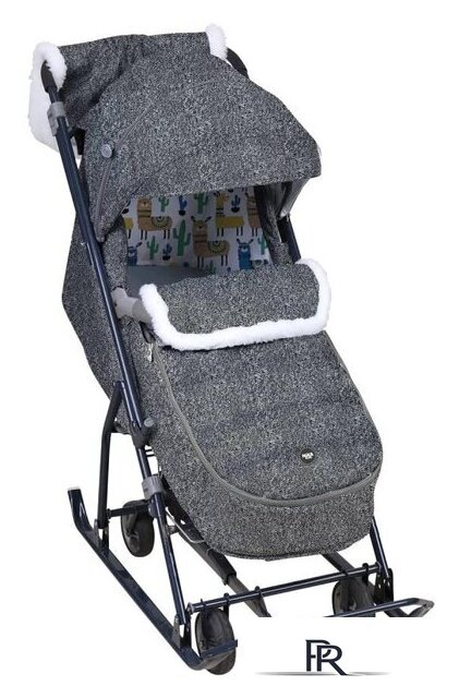 Санки-коляска Nika Наши детки 6 НДТ6/1 (серый/ламы) - Изображение №1 — Интернет-магазин ПроЗаказ