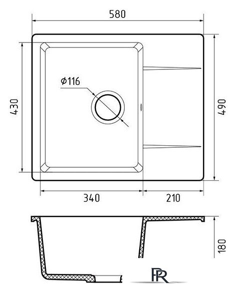 Кухонная мойка GranFest Urban GF-UR-258L (черный) - Изображение №3 — Интернет-магазин ПроЗаказ