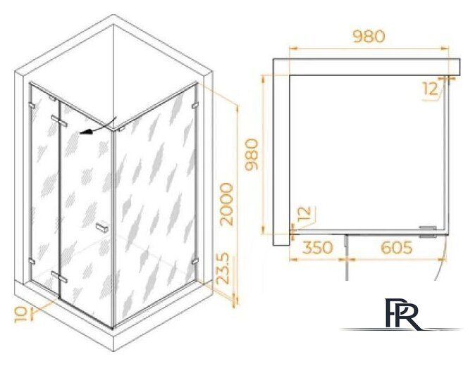 Душевой уголок RGW SV-030Gg 353203000-210 (серый/матовое стекло) - Изображение №2 — Интернет-магазин ПроЗаказ