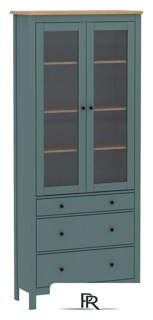 Шкаф-витрина Mio Tesoro Сага 90 2.08.07.130.16 (темно-бирюзовый/ясень) - Изображение №1 — Интернет-магазин ПроЗаказ