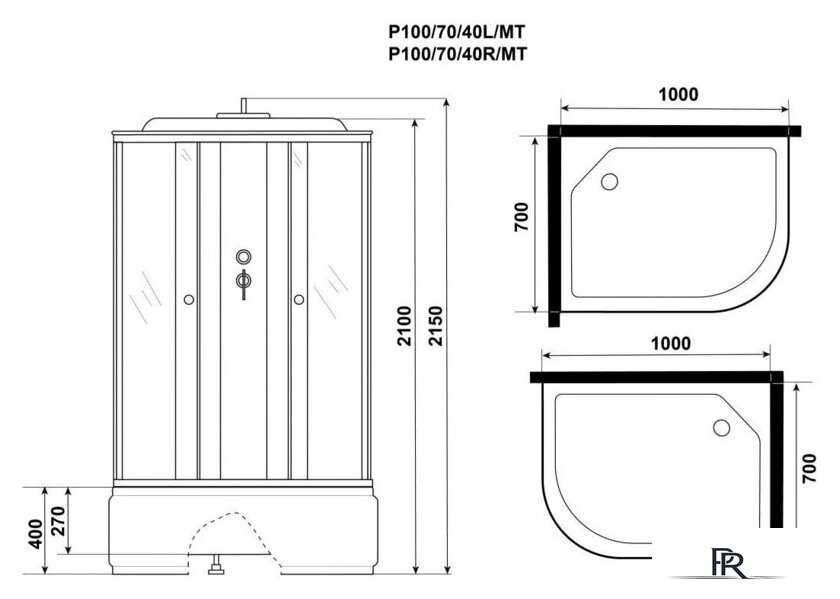 Душевая кабина Niagara Promo P100/70/40R/MT 100x70x215 - Изображение №3 — Интернет-магазин ПроЗаказ
