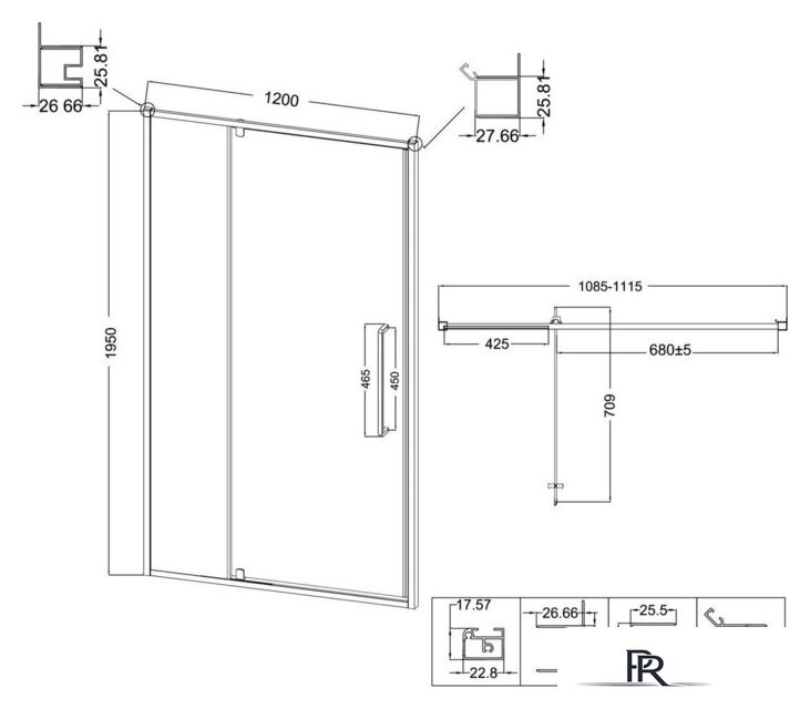Душевая дверь Niagara Nova NG-35-12AGR 120х195 (графит/прозрачное стекло) - Изображение №12 — Интернет-магазин ПроЗаказ