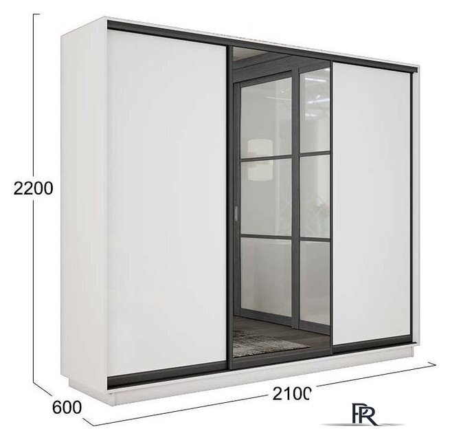 Шкаф-купе Трия Румер-2 СШК 3.210.70-11.13.11 Н 3-х дверный (дуб крафт табачный/дуб крафт табачный/зеркало/дуб крафт табачный/черный профиль) - Изображение №2 — Интернет-магазин ПроЗаказ