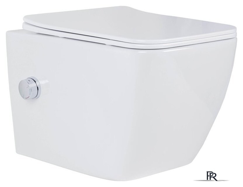 Унитаз подвесной Roxen Cube Bidet One Rimless 6 в 1 StounFix Dual Fresh 506235 (кнопка: белый глянец) - Изображение №5 — Интернет-магазин ПроЗаказ