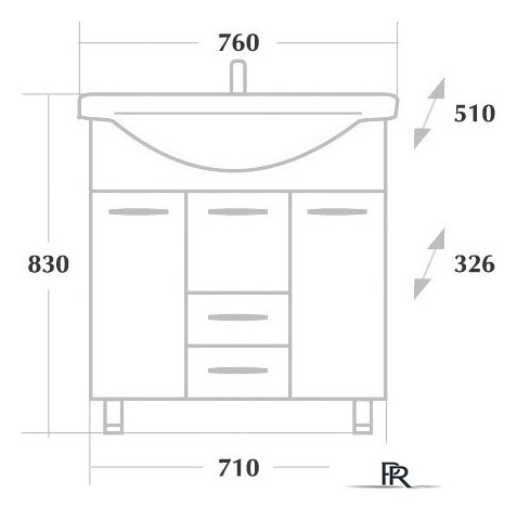  Onika Тумба под умывальник Моника 75.17 (белый) [107502] - Изображение №4 — Интернет-магазин ПроЗаказ