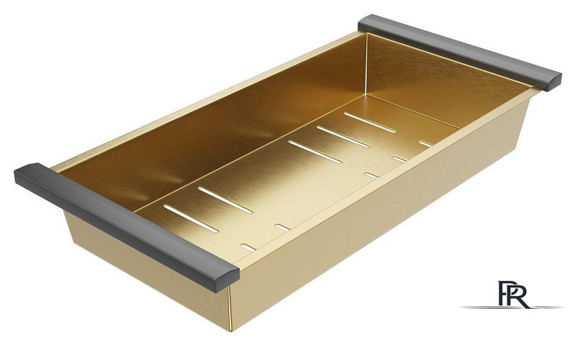 Кухонная мойка Roxen Snake 560220-60-GS PVD Gold золотая/текстурная (с коландером и дозатором) - Изображение №6 — Интернет-магазин ПроЗаказ