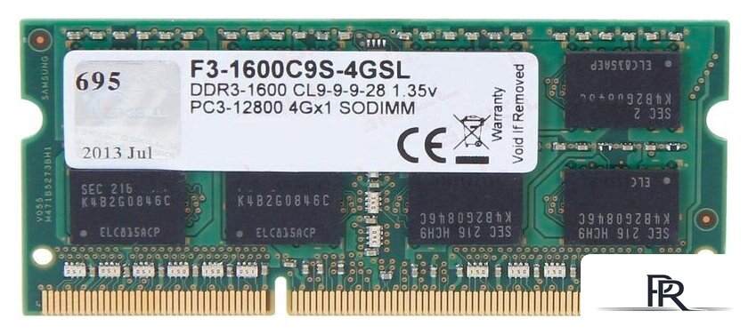 Оперативная память G.Skill 4GB DDR3 SODIMM PC3-12800 F3-1600C9S-4GSL - Изображение №1 — Интернет-магазин ПроЗаказ