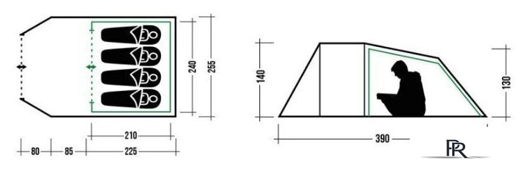 Кемпинговая палатка Trek Planet Ventura 4 (зеленый) - Изображение №9 — Интернет-магазин ПроЗаказ