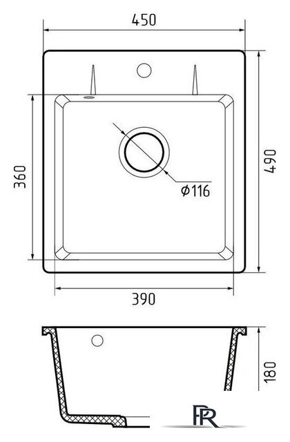 Кухонная мойка GranFest Urban GF-UR-245 (темно-серый) - Изображение №3 — Интернет-магазин ПроЗаказ