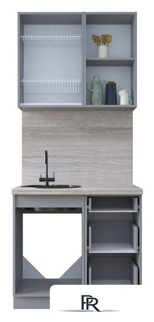 Готовая кухня Интерлиния Тренд 0.9А (мята/белый/бискайская сосна) - Изображение №4 — Интернет-магазин ПроЗаказ