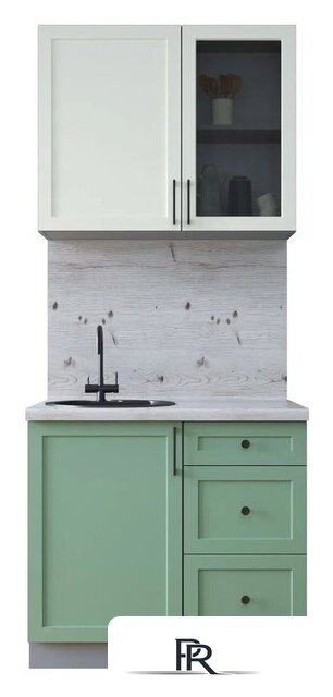 Готовая кухня Интерлиния Тренд 0.9А (мята/белый/бискайская сосна) - Изображение №1 — Интернет-магазин ПроЗаказ