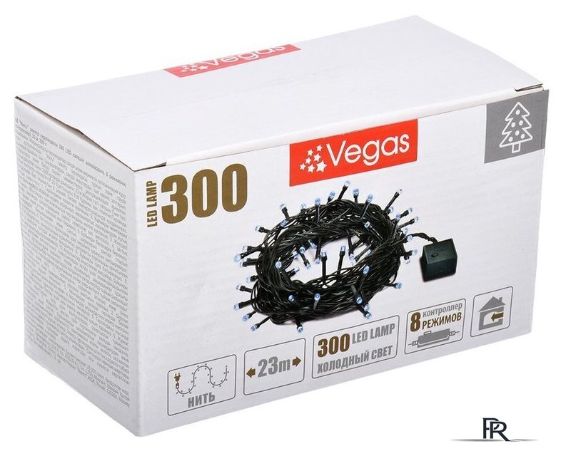 Светодиодная гирлянда Vegas Нить 55072 300 LED (белый холодный) - Изображение №1 — Интернет-магазин ПроЗаказ