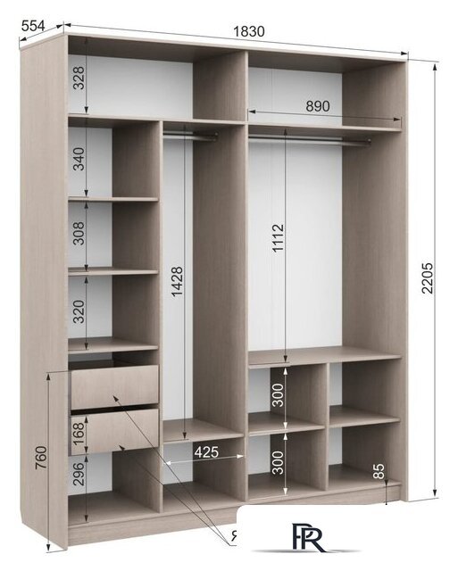 Шкаф распашной Аквилон Муза №24 (тира/кадена вуд) - Изображение №13 — Интернет-магазин ПроЗаказ