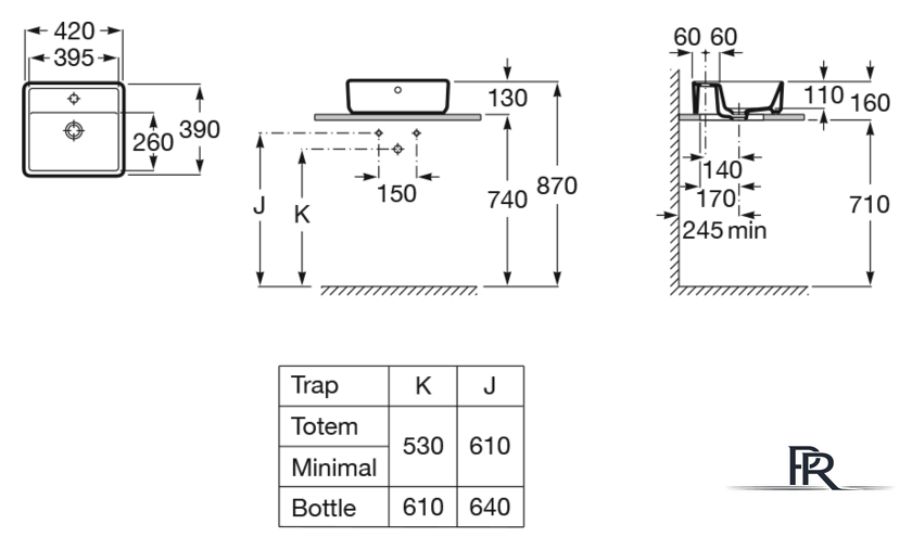 Умывальник Roca The Gap Square A3270MM000 - Изображение №2 — Интернет-магазин ПроЗаказ
