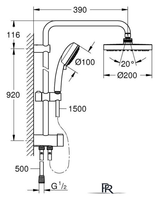 Душевая система  Grohe New Tempesta Cosmopolitan System 200 26453001 - Изображение №5 — Интернет-магазин ПроЗаказ