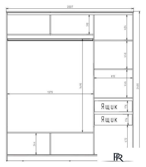 Шкаф-купе Рэйгрупп 203 YYX Elgon РГ-02.02 (ясень снежный/хром) - Изображение №3 — Интернет-магазин ПроЗаказ