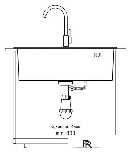 Кухонная мойка GranFest Metal нержавеющая сталь AISI 304 PVD GF-6545 Графит (с сифоном) - Изображение №2 — Интернет-магазин ПроЗаказ
