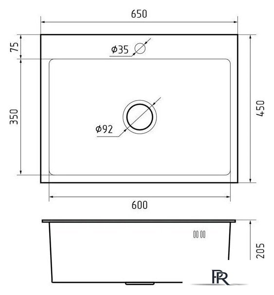 Кухонная мойка GranFest Metal нержавеющая сталь AISI 304 PVD GF-6545 Графит (с сифоном) - Изображение №4 — Интернет-магазин ПроЗаказ