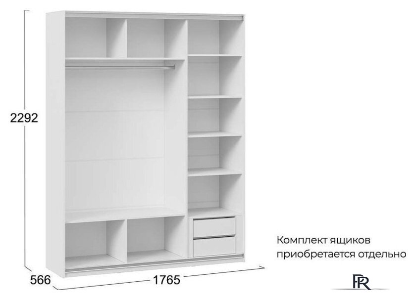 Шкаф-купе Трия Оскар Хилтон Т2 1800 271099 (ручка серебро/белый снег/белый матовый) - Изображение №6 — Интернет-магазин ПроЗаказ