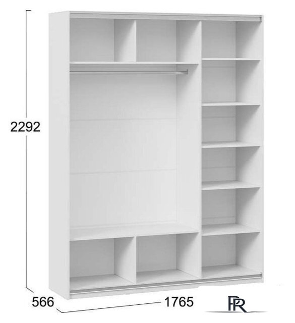 Шкаф-купе Трия Оскар Хилтон Т2 1800 271099 (ручка серебро/белый снег/белый матовый) - Изображение №5 — Интернет-магазин ПроЗаказ