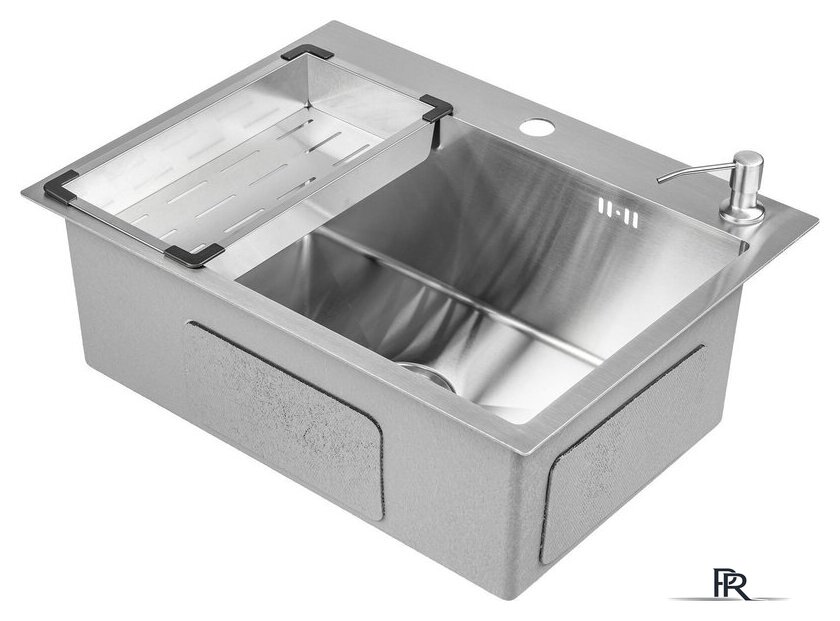 Кухонная мойка Saniteco 6045 + Spike F9S07000 (хром, с сифоном, дозатором и коландером) - Изображение №6 — Интернет-магазин ПроЗаказ