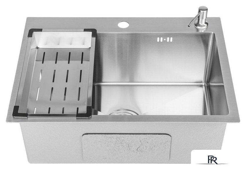 Кухонная мойка Saniteco 6045 + Spike F9S07000 (хром, с сифоном, дозатором и коландером) - Изображение №2 — Интернет-магазин ПроЗаказ