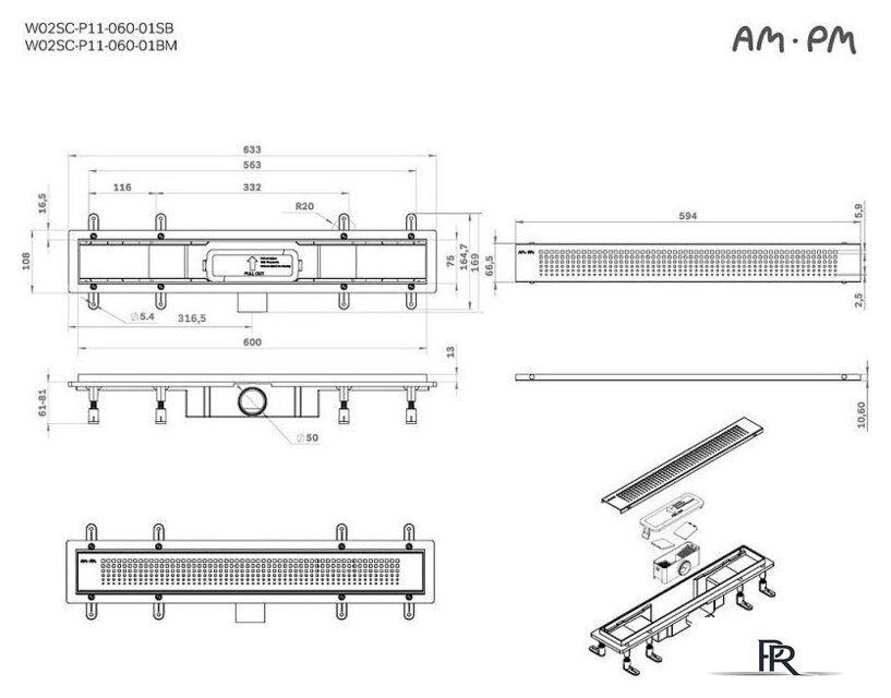 Трап/канал AM.PM Prime Flow W02SC-P11-060-01SB - Изображение №12 — Интернет-магазин ПроЗаказ